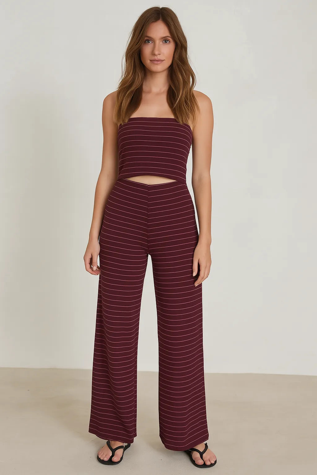 Zara Striped Crop & Wide Leg Set