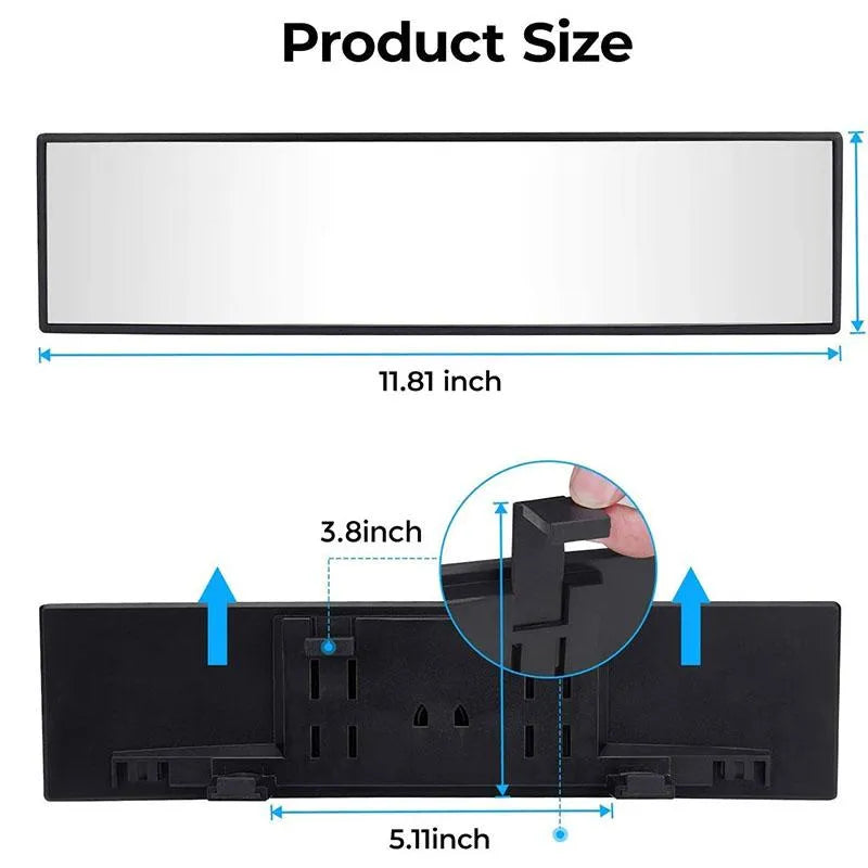 Universal 11.81 Inch Panoramic Convex Real View Mirror for Car SUV Trucks