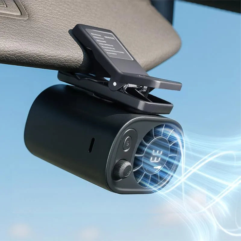 Car Clip On Fan  with LED Display 360° Rotation 100 Speeds Adjustable USB Rechargeable