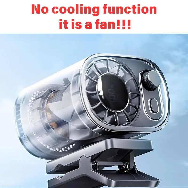 Car Clip On Fan  with LED Display 360° Rotation 100 Speeds Adjustable USB Rechargeable