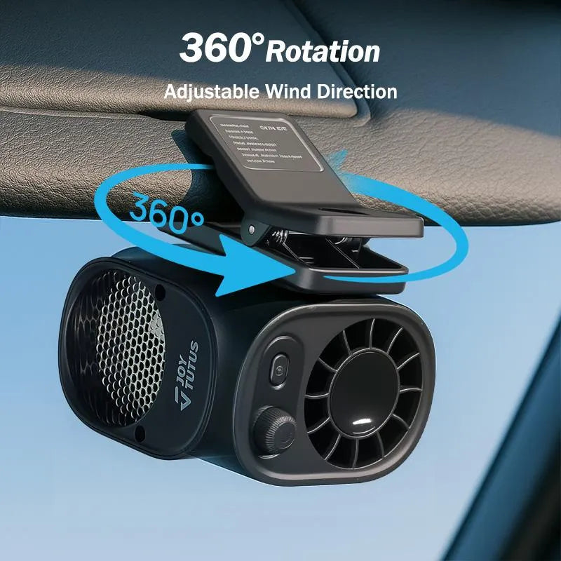 Car Clip On Fan  with LED Display 360° Rotation 100 Speeds Adjustable USB Rechargeable