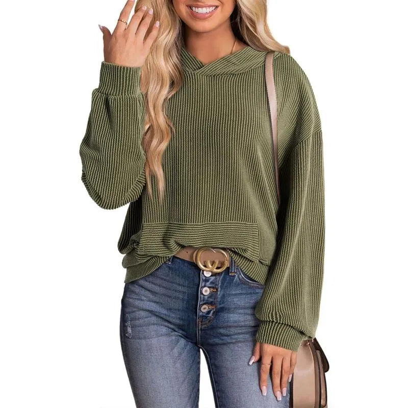 Ribbed Pullover Sweatshirt