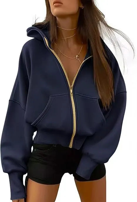 Zip-Up Cropped Hoodie