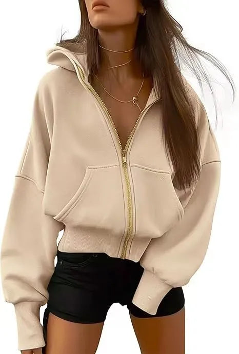 Zip-Up Cropped Hoodie