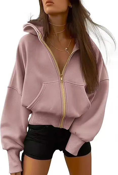 Zip-Up Cropped Hoodie