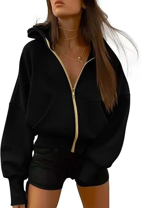 Zip-Up Cropped Hoodie
