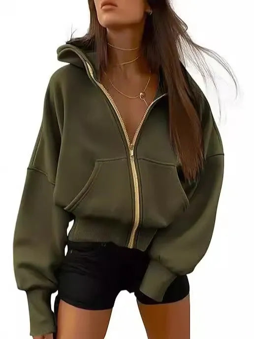 Zip-Up Cropped Hoodie