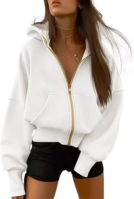 Zip-Up Cropped Hoodie