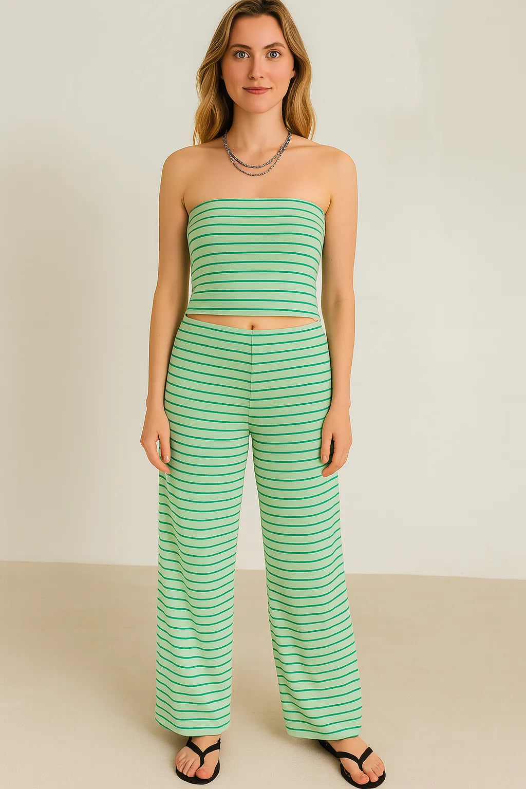 Zara Striped Crop & Wide Leg Set
