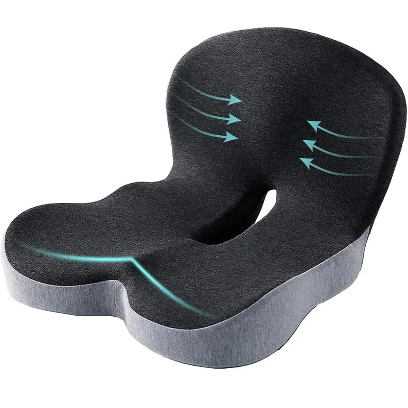 Non-Slip Memory Foam Seat Skin-Friendly Extended Zipper Easy Remove Wash Back Support Cushion
